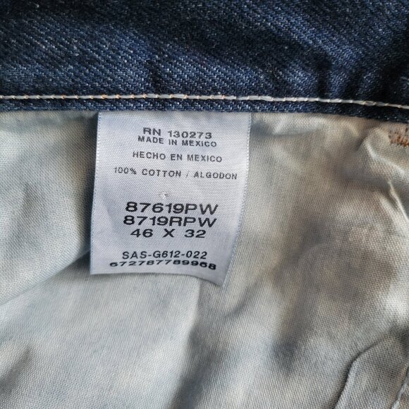 NEW Men's Jeans Wrangler Rustler Straight Leg Regular Fit 46 x 32 dark heavy NWT - Picture 10 of 11